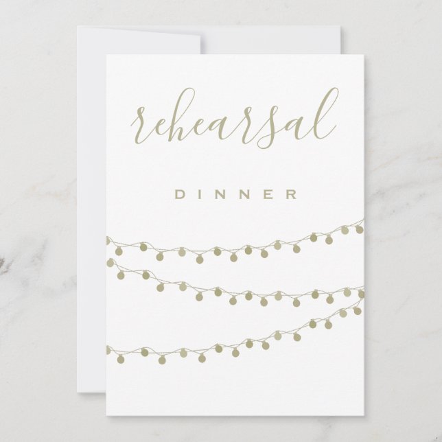 Gold modern lights rehearsal dinner invitations (Front)
