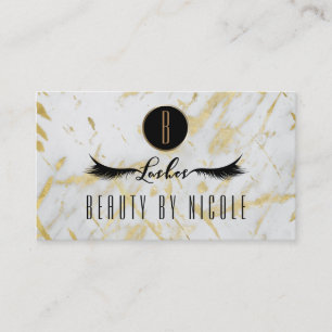 Gold Modern Marble Lashes Customer Loyalty Card