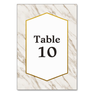 Gold Modern Marble Table Number Card
