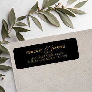 Gold   Modern Minimal Script Return Address Label