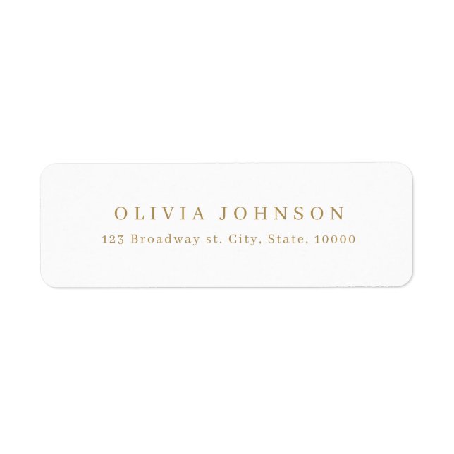Gold modern minimalist return address label (Front)
