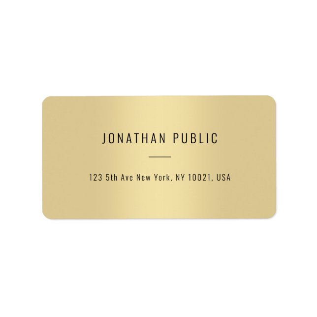 Gold Modern Minimalist Template Elegant Address Label (Front)