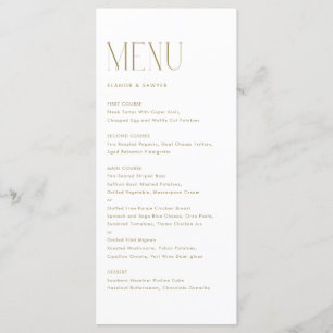 Gold Modern Minimalist Typography Wedding Menu