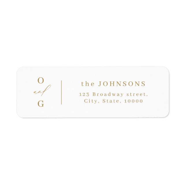 Gold modern monogram minimalist return address (Front)
