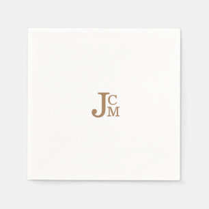 Gold Modern Monogram Wedding Cocktail Napkins