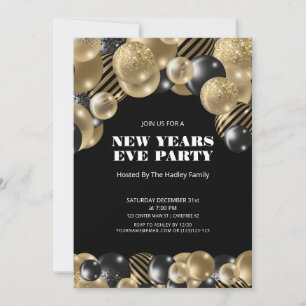 Gold Modern New Years Eve Invitation