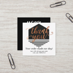 Gold Modern Personalised Order Circle Thank You  Square Business Card