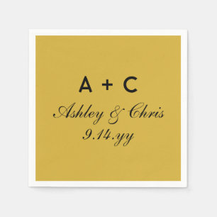 Gold Modern Personalised Wedding Reception Favour Napkin