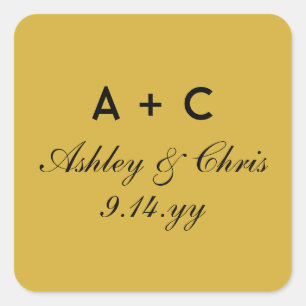 Gold Modern Personalised Wedding Reception Favour Square Sticker