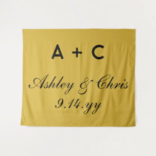 Gold Modern Personalised Wedding Reception Sign Tapestry