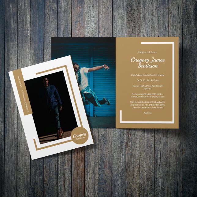 Gold Modern Photo Graduation Invitation (Creator Uploaded)