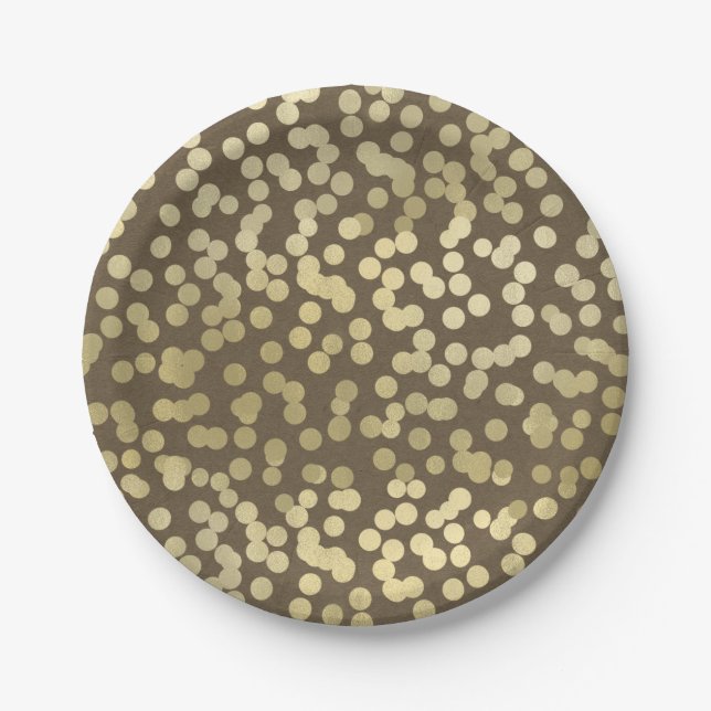 Gold Modern Rustic Kraft Chic Elegant Trendy Paper Plate (Front)