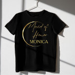 Gold modern scrip minimalist custom maid of honour T-Shirt<br><div class="desc">Gold modern scrip minimalist maid of honour gift personalised name T-Shirt ,  lovely matching shirt for a special day photoshoot and fun.</div>