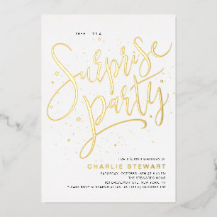 Gold Modern Script Any Age Surprise Birthday Party