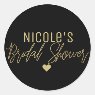 Gold Modern Script BRIDAL SHOWER Any Colour Custom Classic Round Sticker