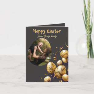 Gold Modern Script Family Photo easter Holiday Card