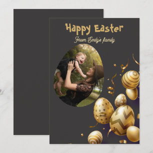 Gold Modern Script Family Photo easter Holiday Card