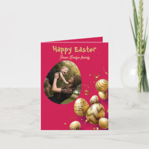 Gold Modern Script Family Photo easter Holiday Card