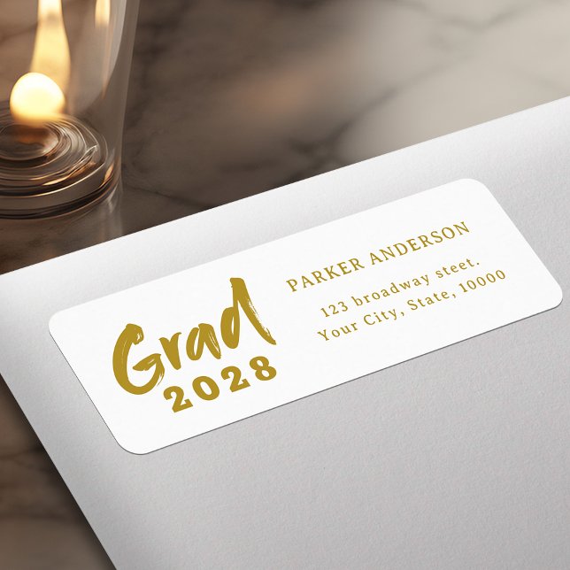 Gold Modern Script Graduation Return Address (Gold Modern Script Graduation Return Address Label)