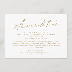 Gold modern script minimalist accommodation enclosure card