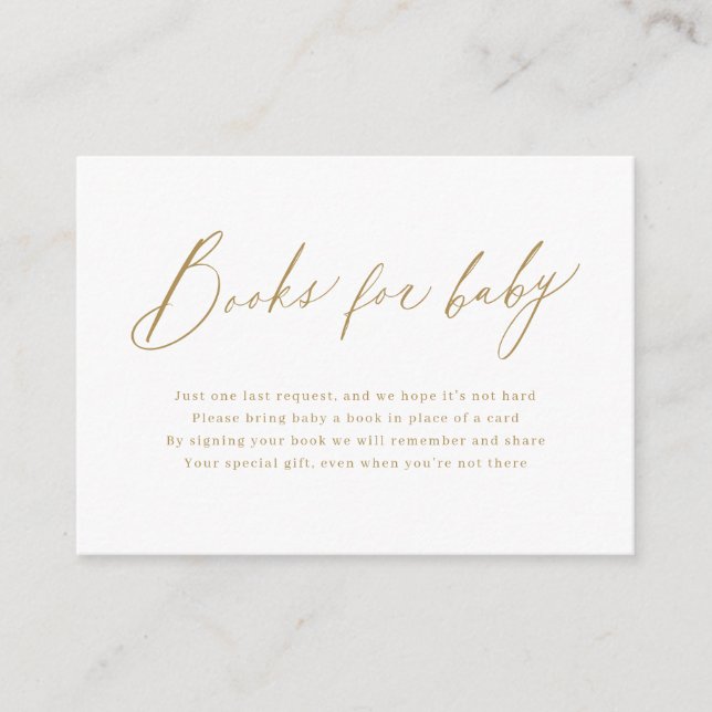 Gold modern script minimalist books request enclosure card (Front)