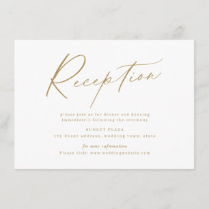 Gold modern script minimalist wedding reception enclosure card