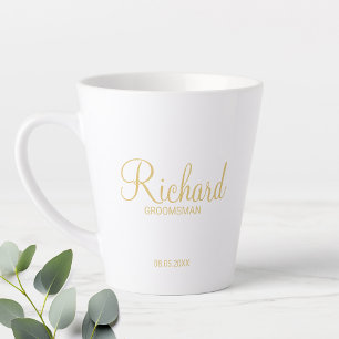 Gold Modern Script Personalised Groomsman Latte Mug
