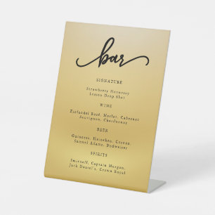 Gold Modern Script Wedding Cocktail Bar Sign