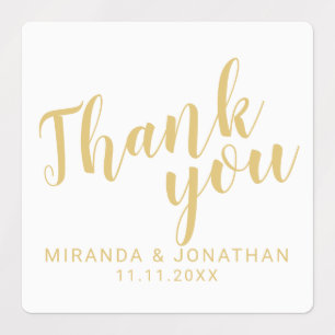 Gold Modern Script Wedding Favour Thank You Labels