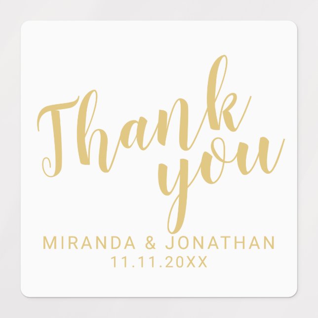 Gold Modern Script Wedding Favour Thank You Labels (Design 1)