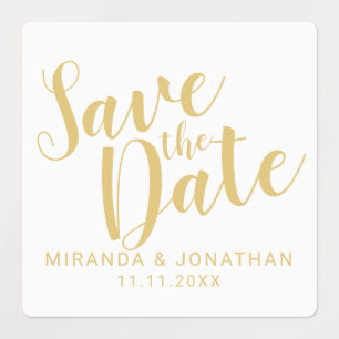 Gold Modern Script Wedding Save the Date Labels
