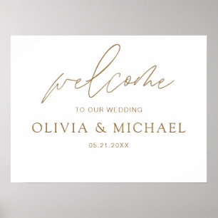 Gold Modern Script Wedding Welcome Elegant Foam Bo Poster