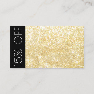 Gold Modern Shimmer and Sparkle Discount 15% Card