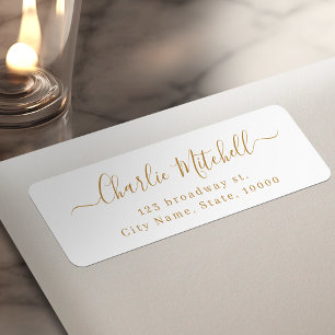 Gold Modern Simple elegant script return address