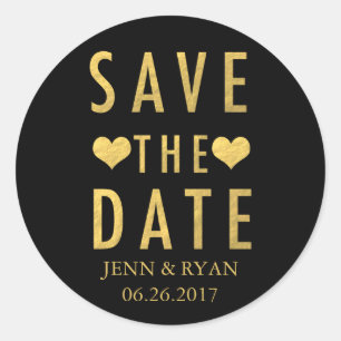 Gold Modern Simple Save the Date Classic Round Sticker