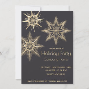 Gold modern snowflakes corporate Christmas party Invitation