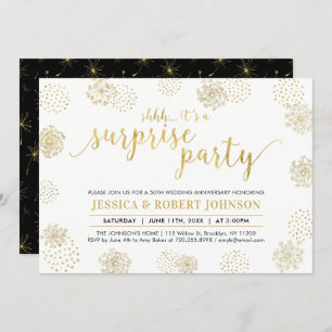 Gold   Modern Surprise 50th Wedding Anniversary Invitation