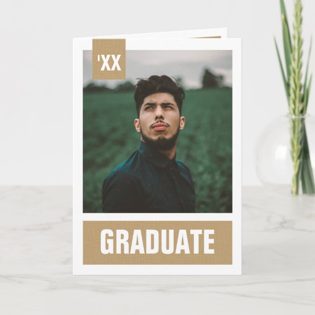Gold Modern Textured Photo Graduation Invitation (Front)