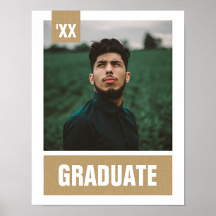 Gold Modern Textured Photo Graduation Poster