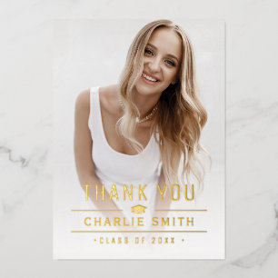 Gold Modern Typography 2 Photo Grad Thank You