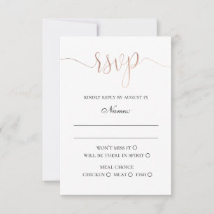 Gold modern wedding. Elegant simple minimalist RSVP Card