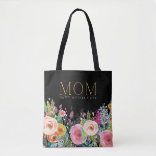 Gold MOM Custom   Vivid Floral   Mother's day   Tote Bag
