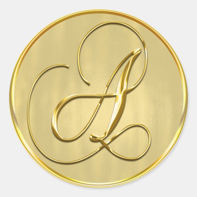 Gold Monogram A Seal Wedding Invitation Holiday (Front)