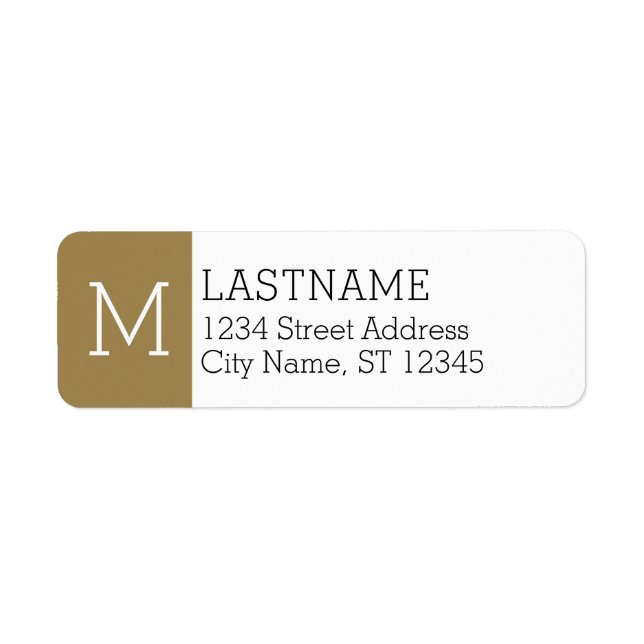 Gold Monogram and Custom Name - Return Address (Front)
