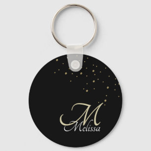 Gold Monogram and Name Glitter Key Ring
