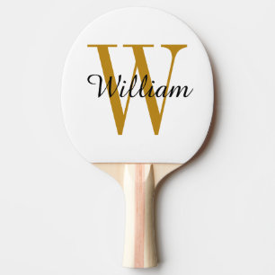 Gold Monogram and Name Personalised Ping Pong Paddle