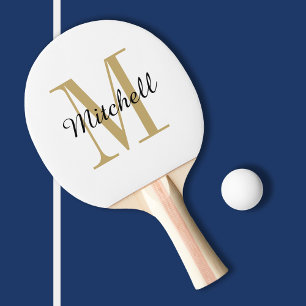 Gold Monogram and Name Personalised Ping Pong Paddle