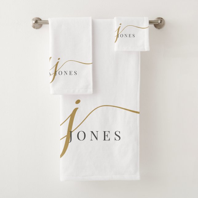 Gold Monogram Bath Towel Set (Insitu)
