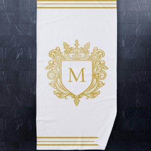 Gold Monogram Beach Towel