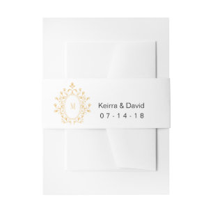 Gold Monogram Belly Band wedding invitation